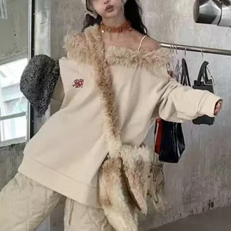 KBQ новый лоскутный свитшот с вышивкой и перьями для женщин пуловер v-образным