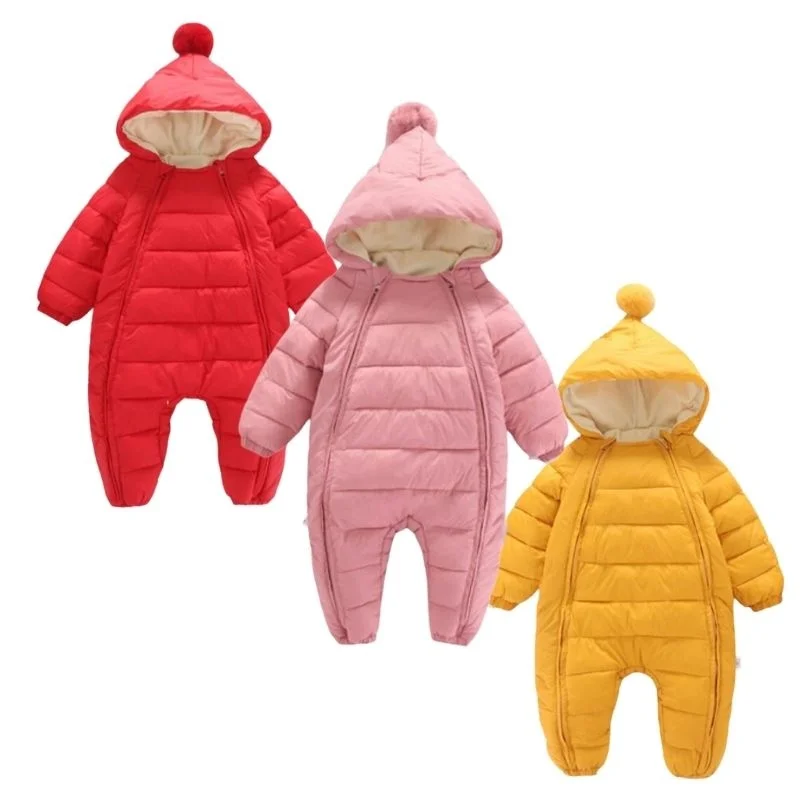 Комбинезон для новорожденных с капюшоном плюс бархат теплый малышей мальчиков