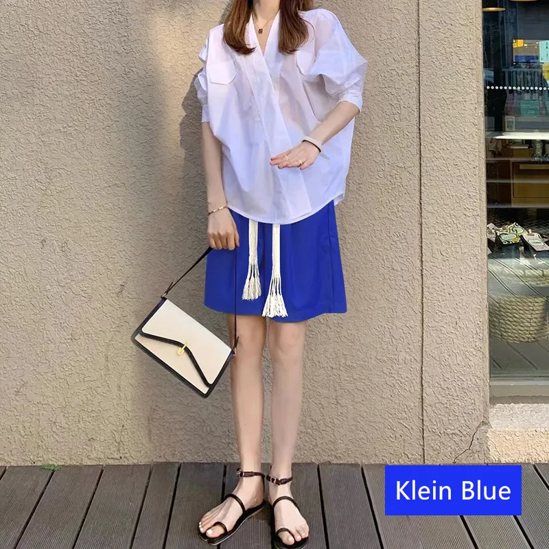 New Women'S Summer Thin High Waist Slim Casual Sports Shorts Female Fashion Versatile Loose Fit Slim Wide Leg 5-Point Trousers