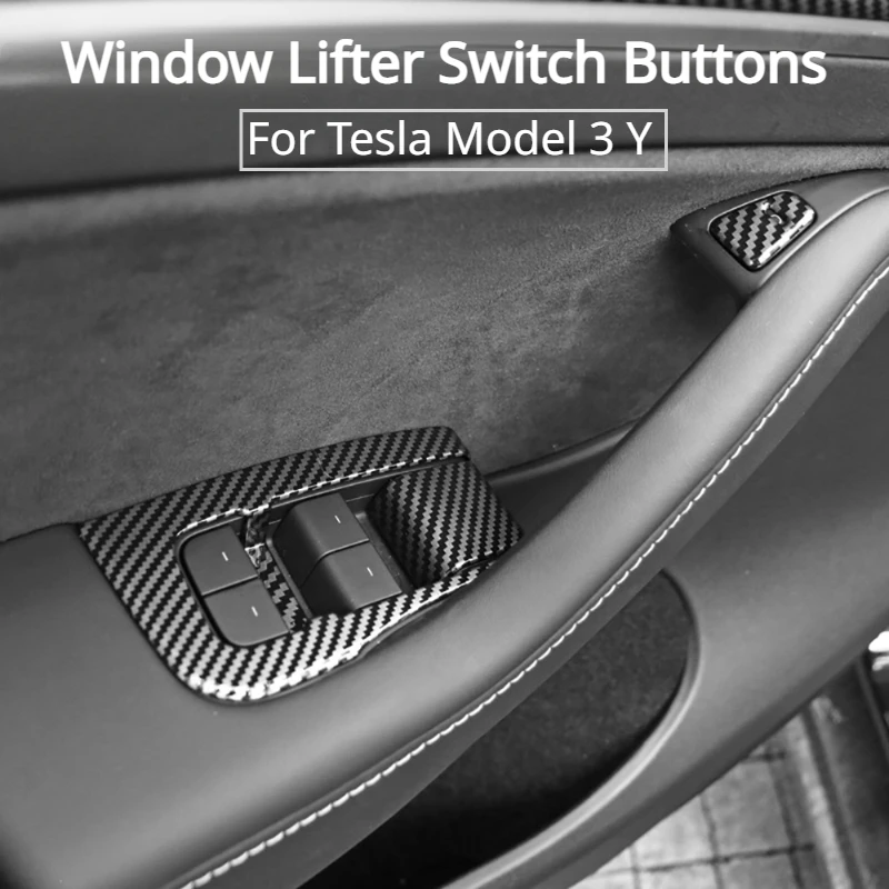

14pcs Window Lifter Switch Buttons for Tesla Model 3 Y Cover Trim Frame Sticker Carbon Fiber ABS LHD Car Accessories 2017-2023