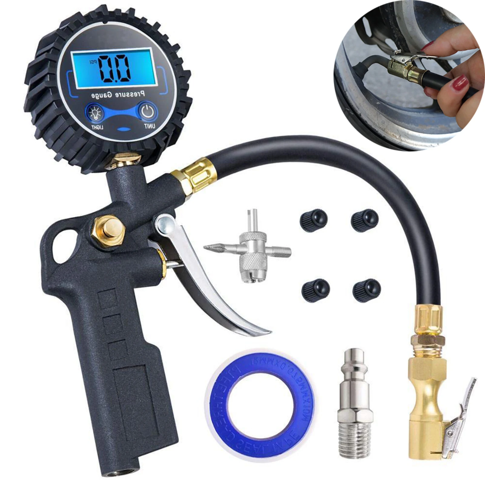 

LCD Display Multifunctional Measurement Accurate Durable For Car Portable Motorcycle High Accuracy Tire Pressure Gauge Practical