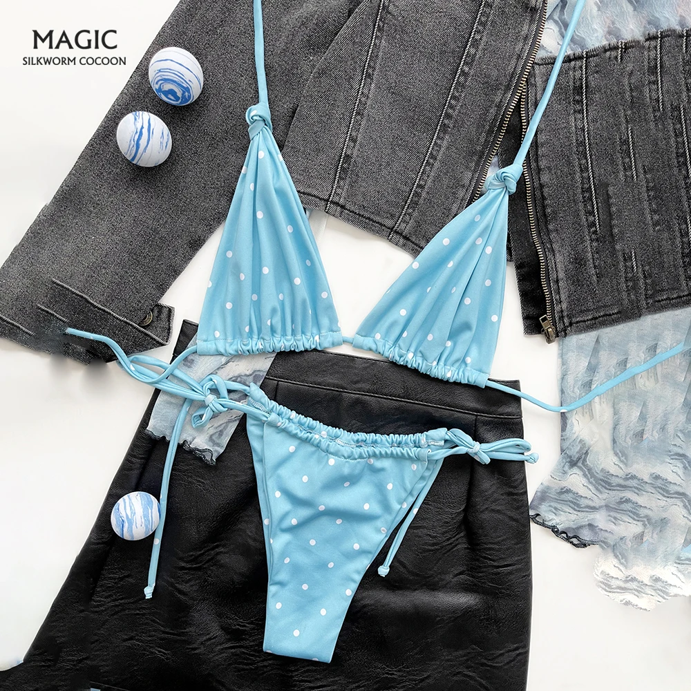 

High Waist Bikini Sexy Women Sets Point Print Ring Up Swimsuit Two Piece Bikini Push-Up Swimsuits Brazilian Swimwear Beach Wear