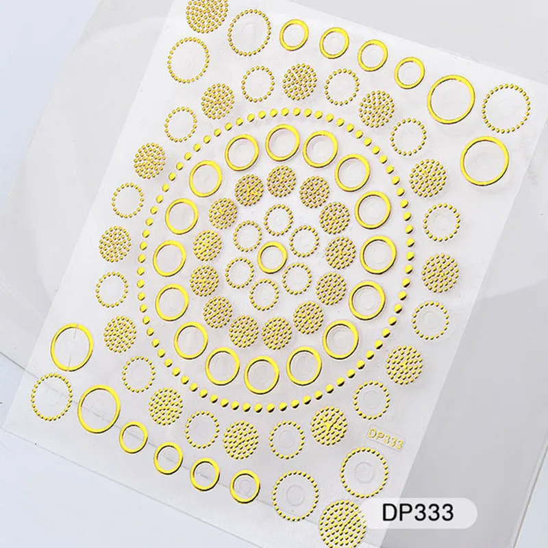 

1 Sheet Ultrathin Metallic Hollow 3D Gold Geometrical Line Rivet Chain Decals Manicure NailStickers Art Decorations