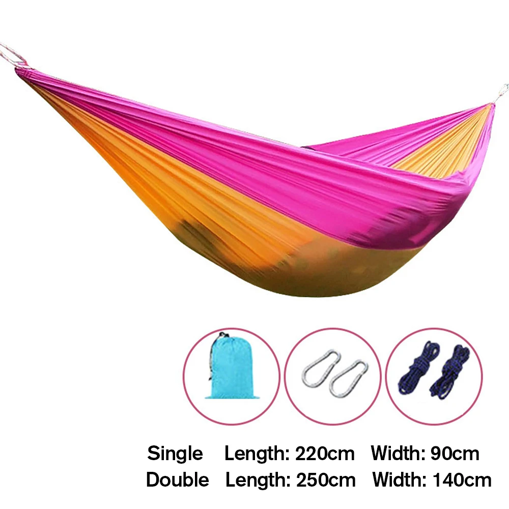 

220x90cm Camping Hammock For Single Outdoor Hunting Survival Portable Garden Yard Patio Leisure Parachute Hammock Swing Travel