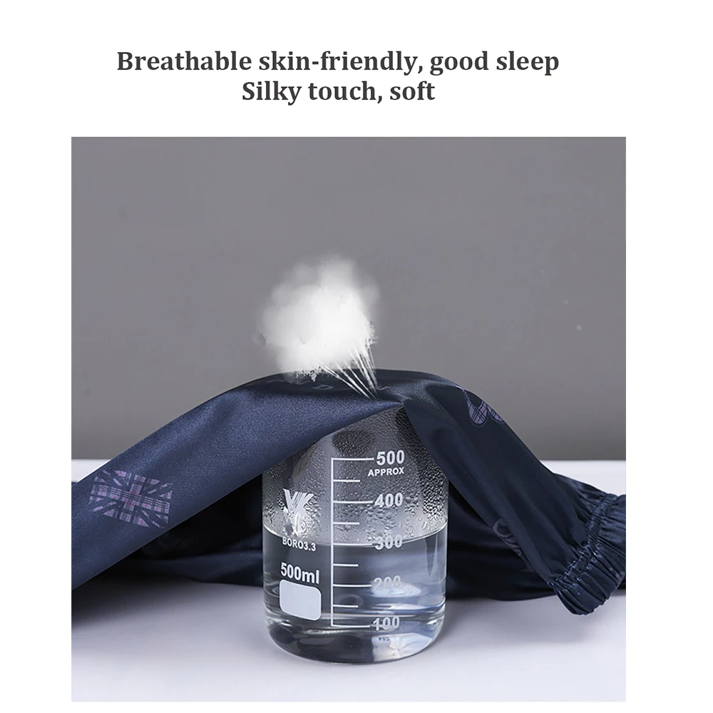 4XL Summer Man Silk Like Pajama Pants Breathable Soft PJ Pants pyjama homme pijama masculino Men's Pajamas Straight Trousers