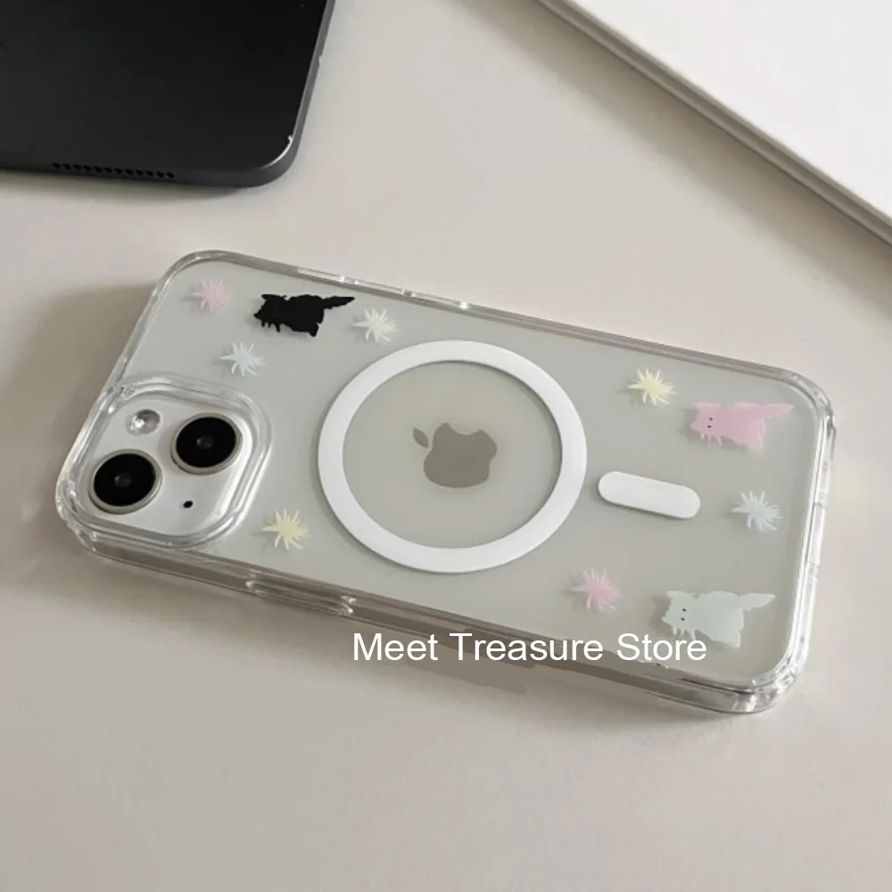Фото Korean Ins Cute Playful Pet Colorful Cat MagSafe Phone Case For iPhone 16 15 14 13 12 11 Pro Max Plus MINI Y2K Cute Kawaii Cover №5
