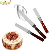 delidge 1 pc 6810 inch baking spatulas stainless steel butter cake cream knife wooden handle icing frosting spreader