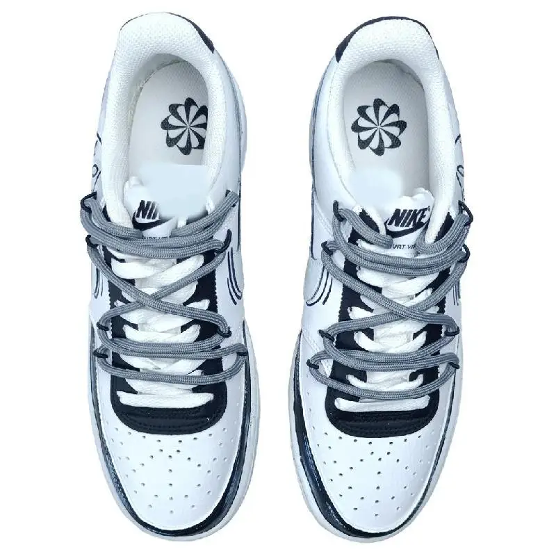 【Настроить】Nike Court Vision 1 обувь для скейтбординга унисекс низкие черные/белые