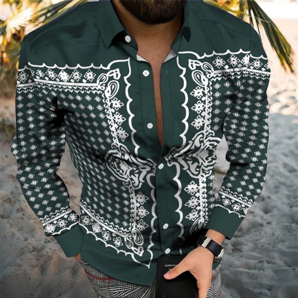 

Baroque 1*Shirt Band Collar Summer Winter Casual Daily Fall Holiday Lapel Long Sleeve Party Polyester Print Spring