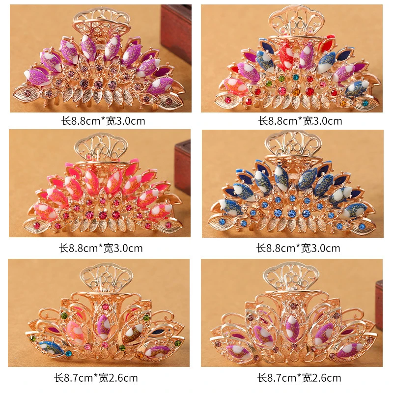 

Korean Version of The Crystal Diamond Spring Clip Ponytail Headgear Hairpin Color Word Clip Hair Accessories Claw Clip