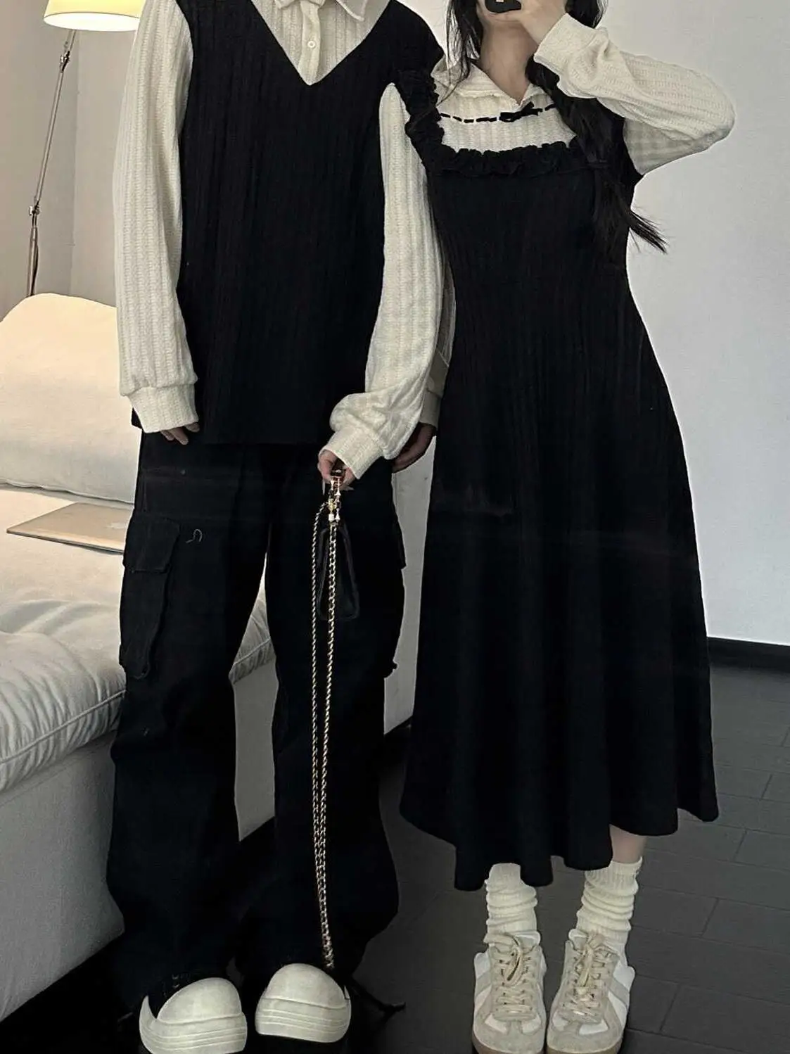 2024 новый образ для пары осенне-зимняя юбка одежда свитер искусственный дизайн из