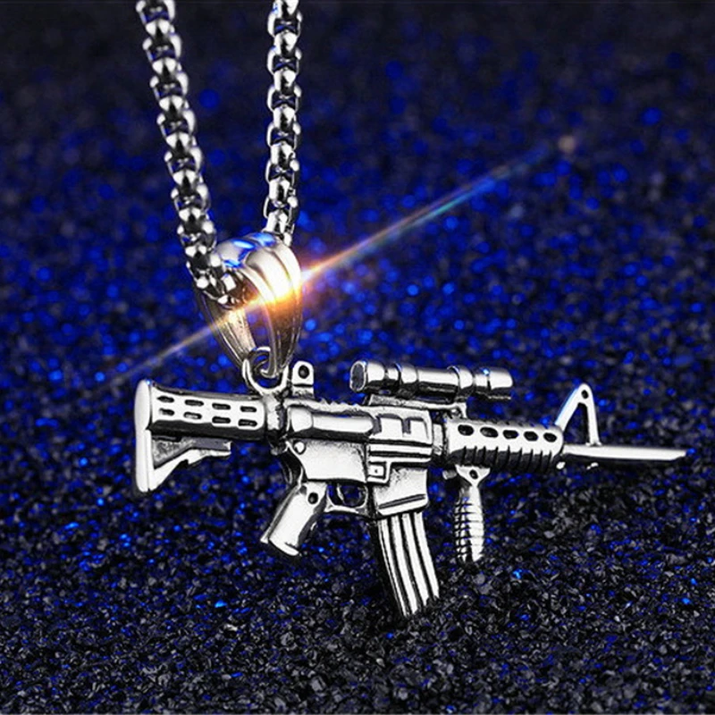 

Hip Hop Rock Fashion Silver Gothic Pendant New Punk Necklace Men's Rapper Jewelry Personalized Hip-hop Jewelry Accessories