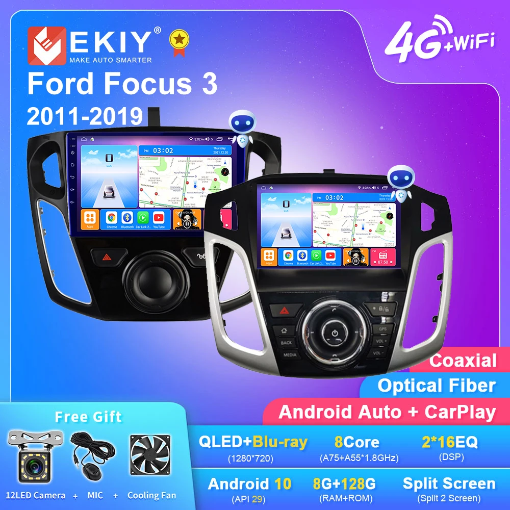 $102.63 EKIY T7 Carplay Android 10 Car Radio Multimedia Video Player For Ford Focus 3 2011-2019 Android Auto Stereo Navigation 2din DVD