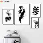Черно-белый настенный холст, Современный домашний декор, декоративный плакат Hygge, печатная картина, современный женский плакат, украшение для спальни