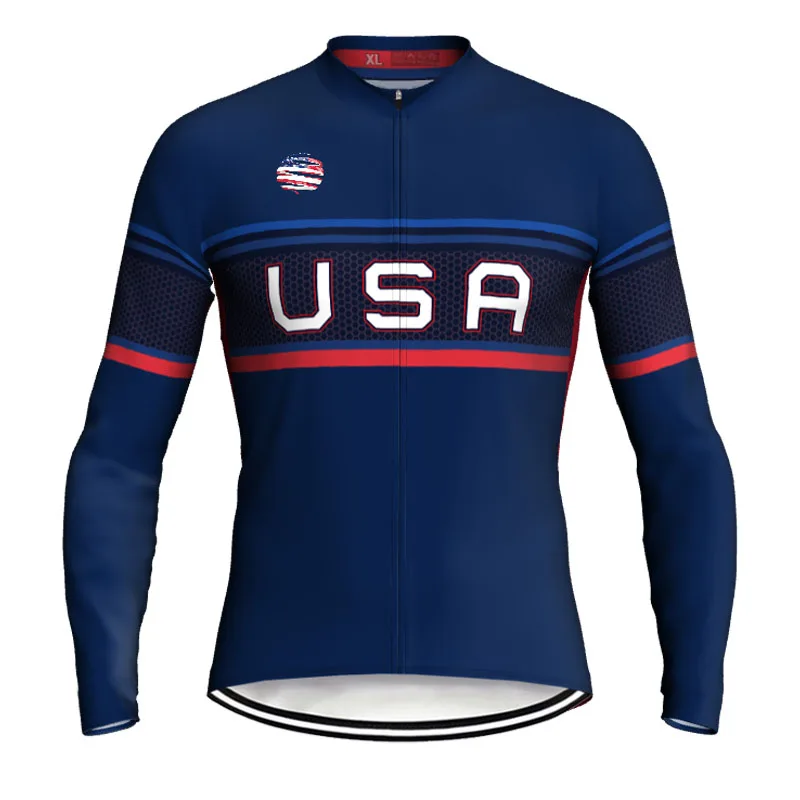 

USA Cycling Wear Long Sleeve Sweater Road Top Bike Jacket Motocross Shirt Bicycle Jersey Champ Clothing Bib Coat Confortable