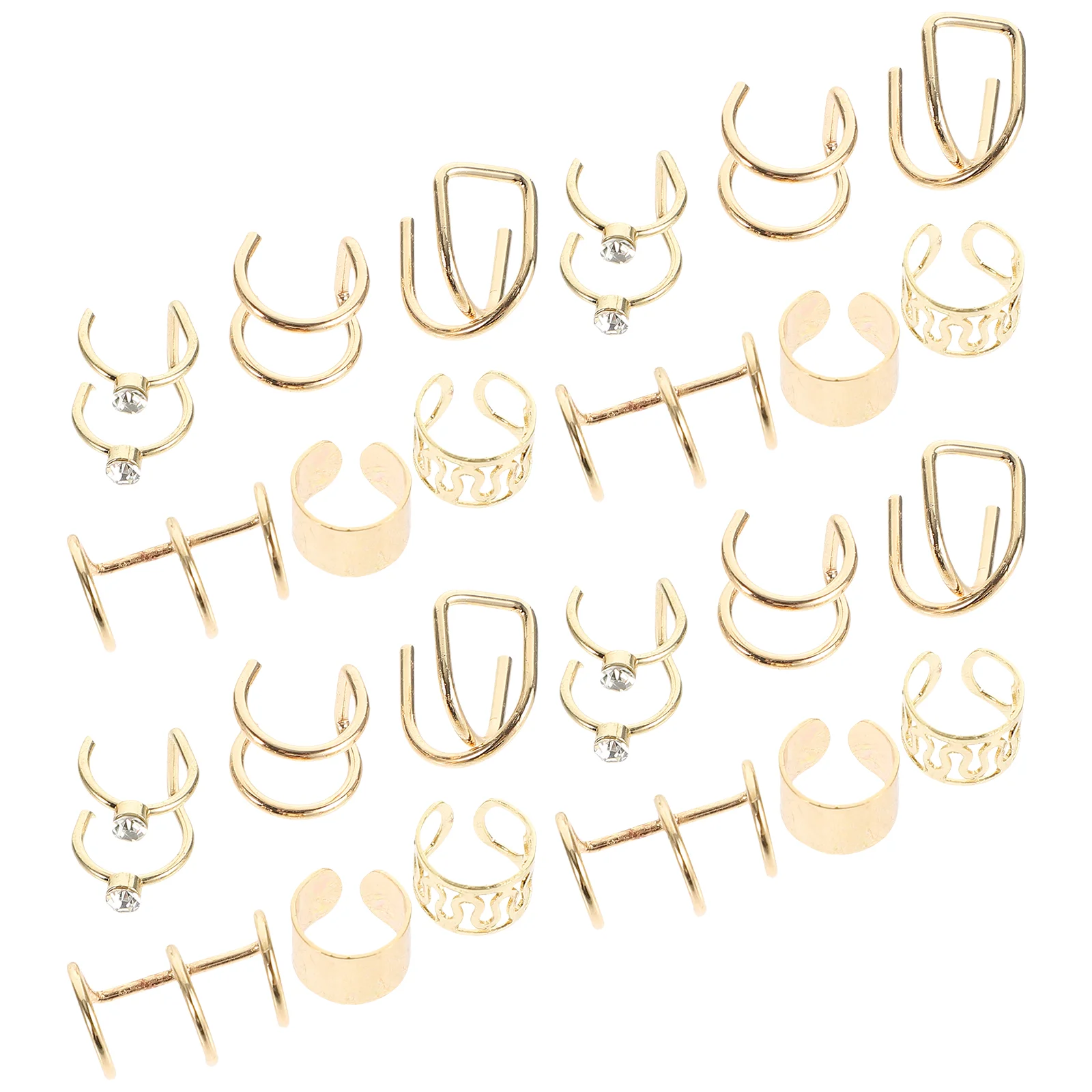 

24 Pcs Unique Girl Girls Hair Accessories Metal Cuff Earrings Women No