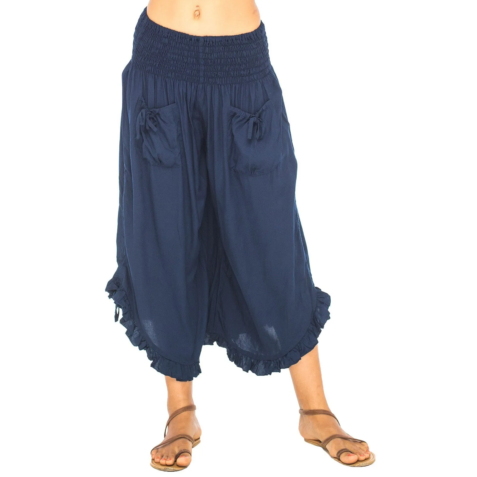 

Women Fashion Cropped Wide Leg Pants Trouser Comfort Solid Elastic Waist Women Pants Straight Vintage Cotton Linen Casual Pants