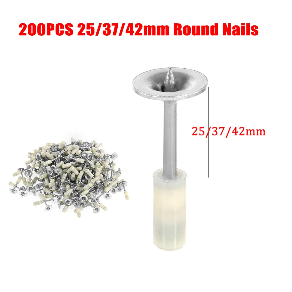 

200PCS Round Nails for Manual Mini Nail Gun 25mm/37mm/42mm Fire Nails for Wall Ceiling Fire Pipes Guardrails Piling Dia 7.3mm
