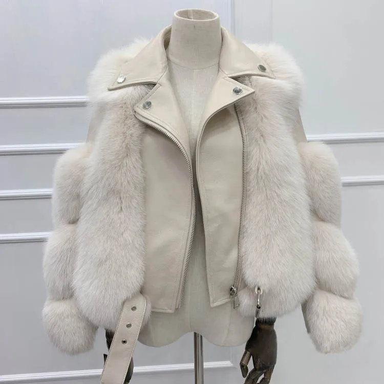 Short fur, young loose car coat, female