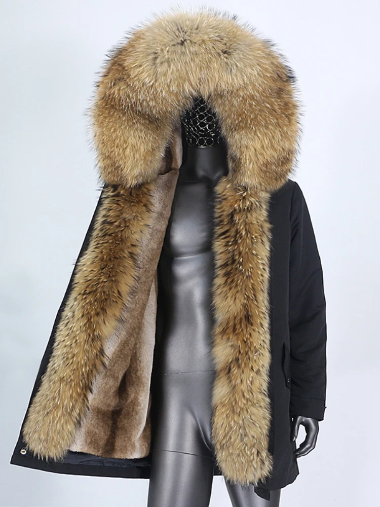 Мужская длинная парка с капюшоном черная Водонепроницаемая теплая куртка