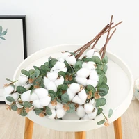 4pcs simulation of money leaf cotton flower branch for home living room decor christmas wedding natural cotton photography props