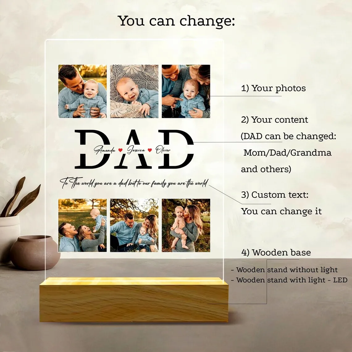 Семейный подарок на заказ фото индивидуальная акриловая доска табличка