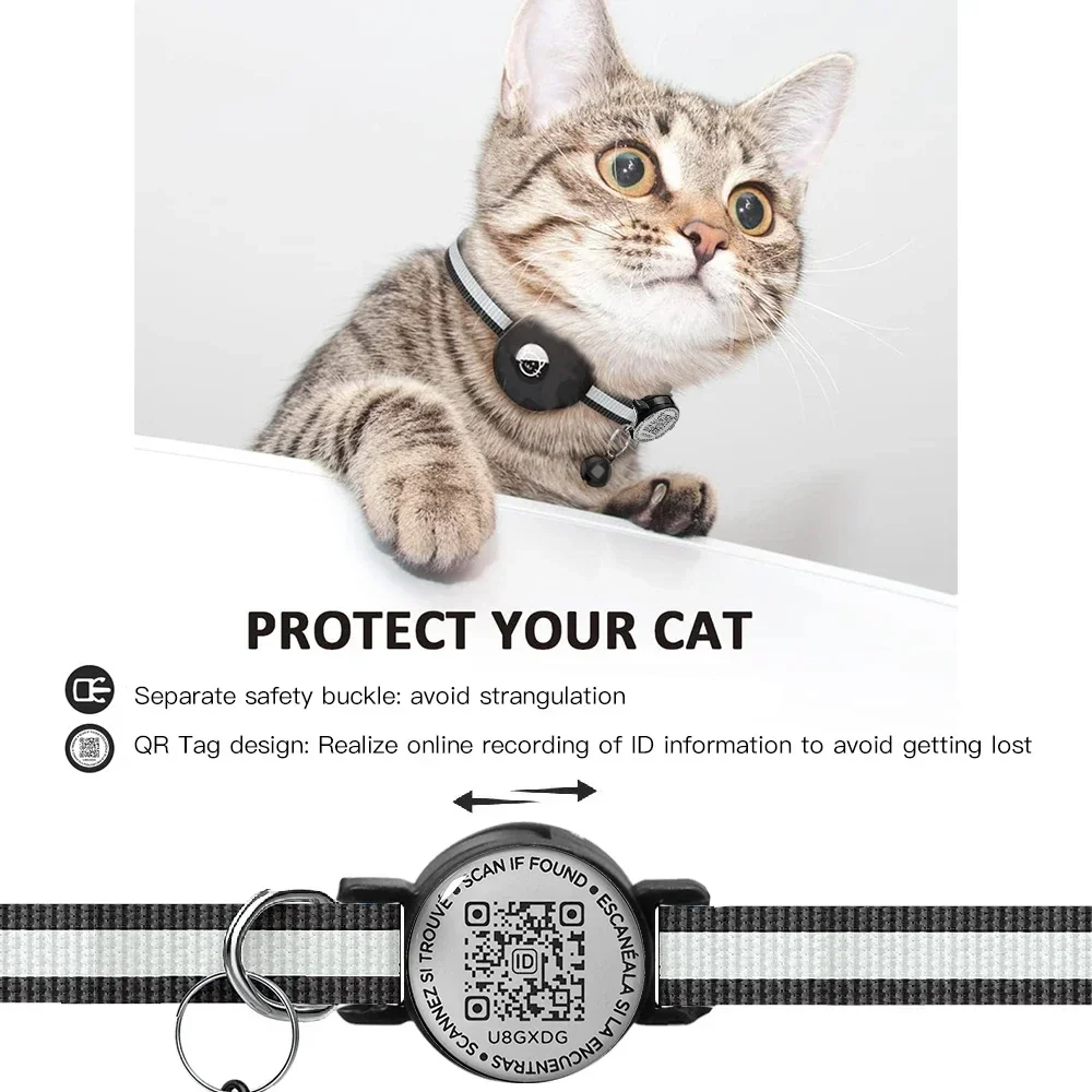 Ошейник для кошек с чехлом Apple Airtag и QR ID Tag двойной защитный ошейник котенка Gatos Puppy