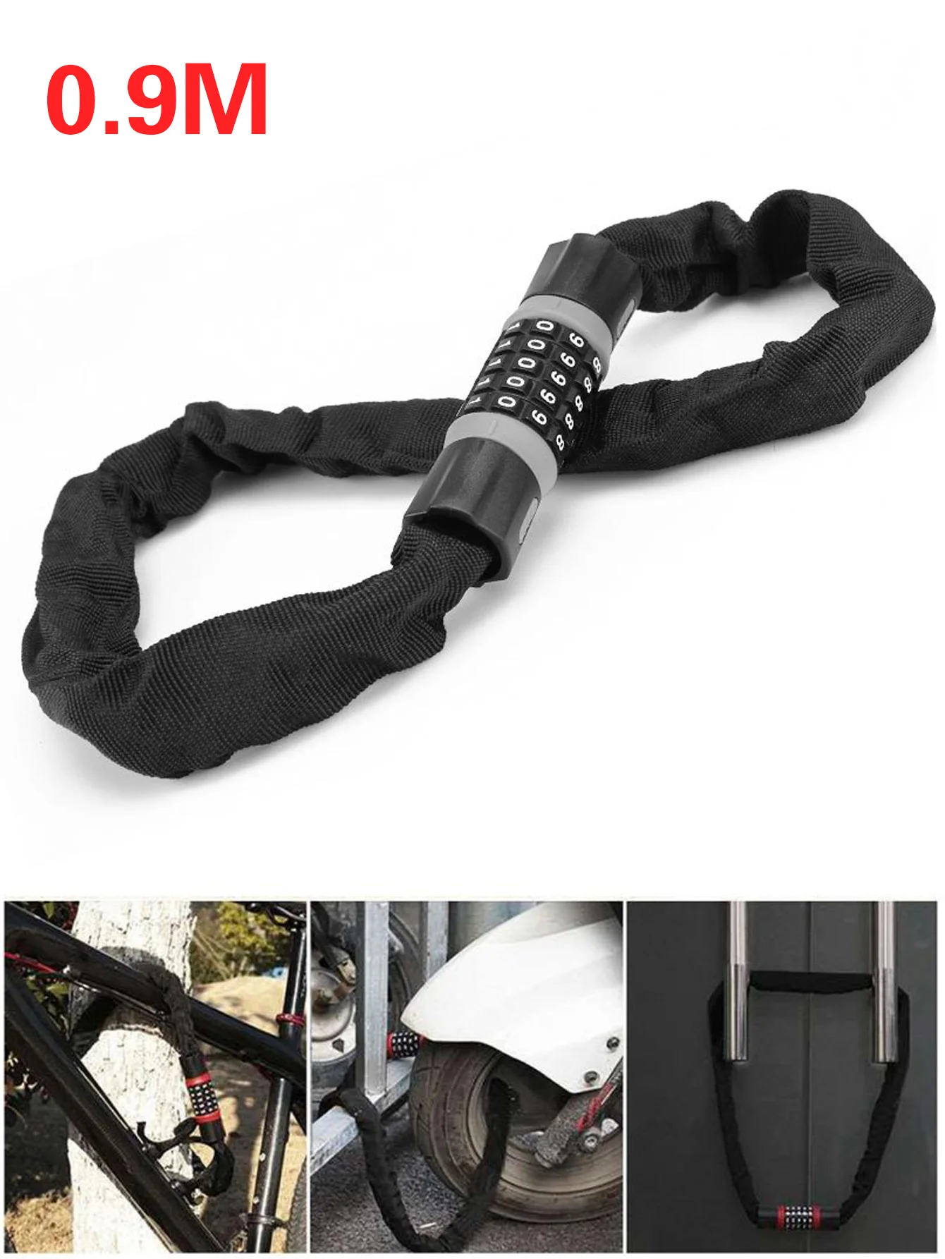 

Motorcycle Chain Lock, Anti-Theft Five-Digit Password Lock, Bicycle Mountain Bike Electric Cylinder Safety Lock Tool