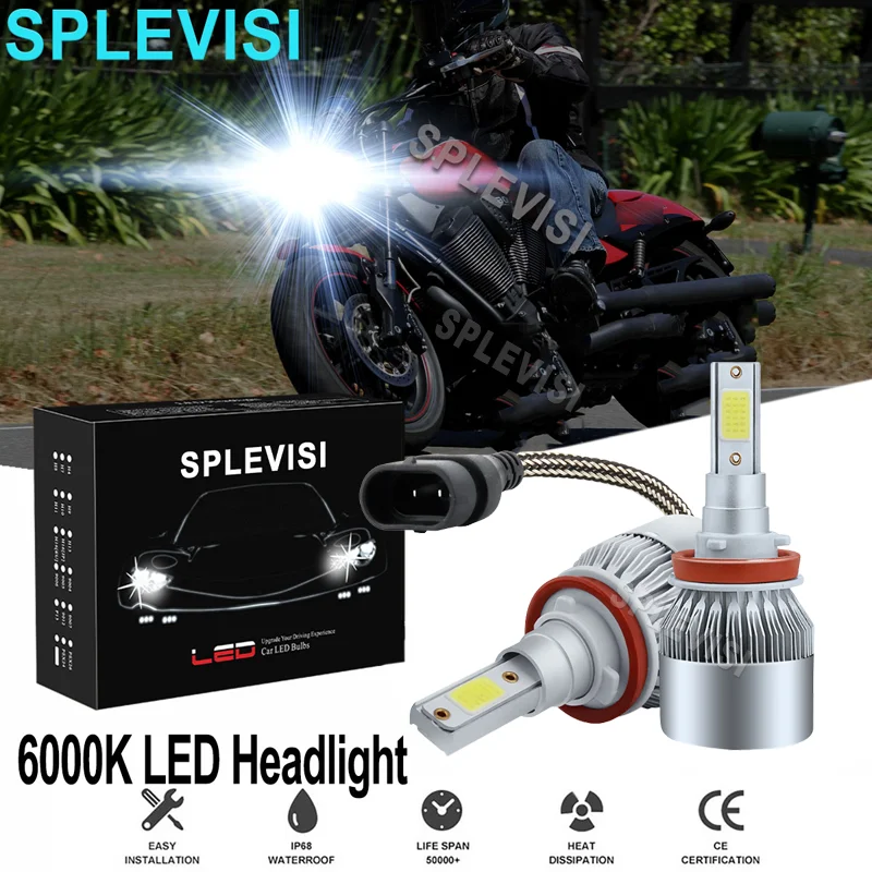 

Upgrade LED headlights 2X 12V 6000K White H11 Fits For Victory CROSS COUNTRY ALL OPTIONS (V12TW36/DW36/KW36) 2012 Plug and Play