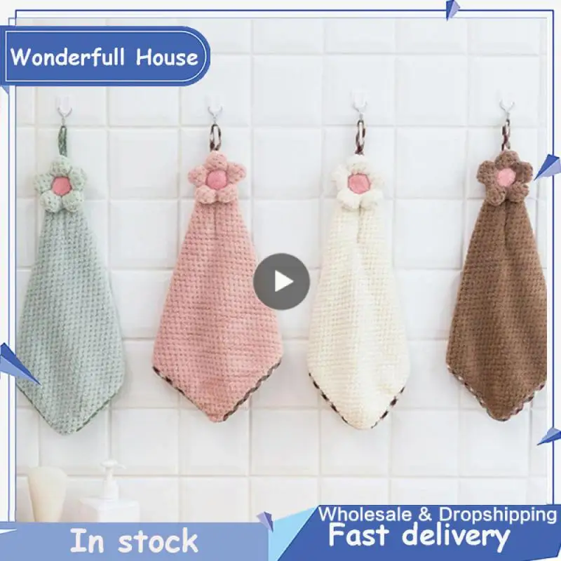 

Bathroom Kitchen Wash Bowl Pineapple Hanging Towel Creative Absorbent Wipe Coral Fleece Wipe A Towel Towel Cartoon Thickened