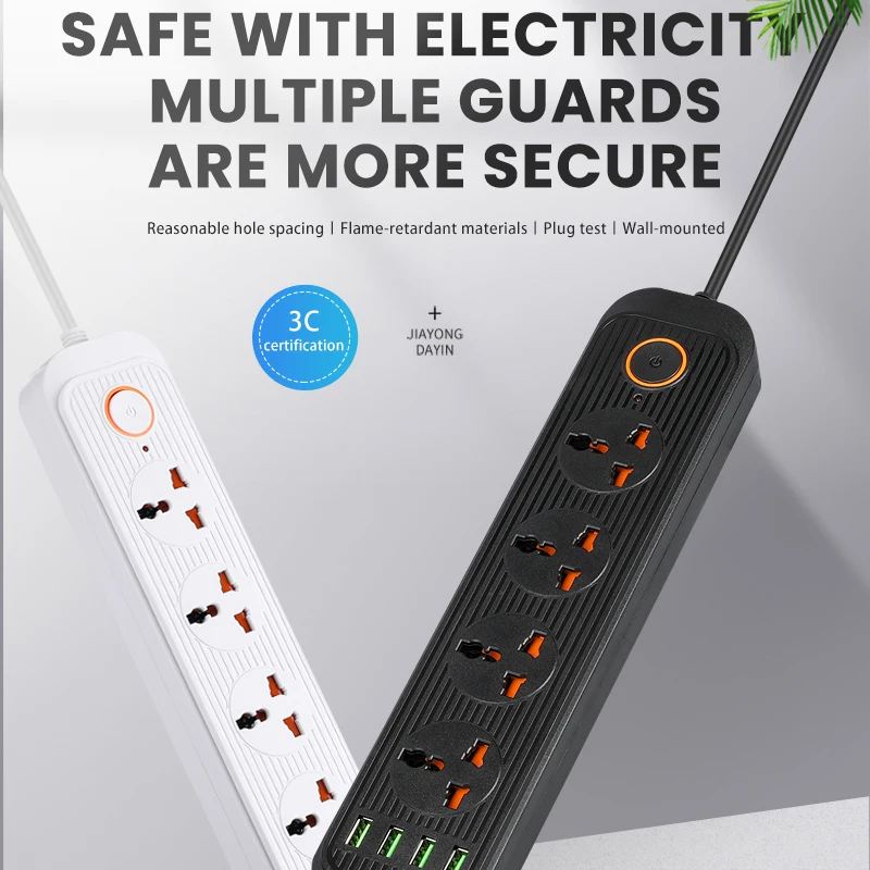 Розетка сетевая с удлинителем USB универсальная розетка для защиты от перегрузки