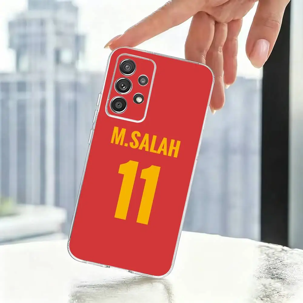 Чехол для телефона с дизайном футбольной формы М. Салаха №11 для Samsung: прозрачный, мягкий, для моделей S25, S24, S21, S22, S23, S30, Ultra, S20, Plus (art.: 3920dade30561) - 3920dade30561