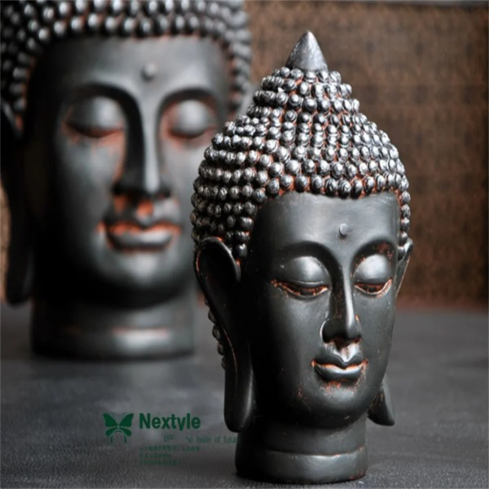

Chinese antique Buddha head Buddha head Zen decoration living room bogujia town house feng shui home decoration