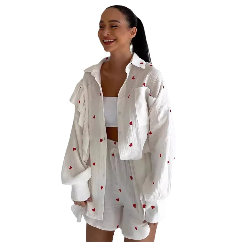 Рубашка с длинным рукавом + шорты из чистого хлопка