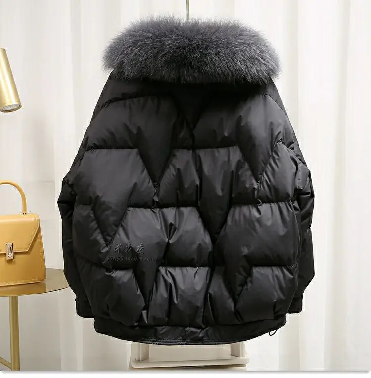 Parkas Women Black with Extra Lining Fur Collar Cotton Clothes Women Loose Short Wadded Jacket Winter Coat Women
