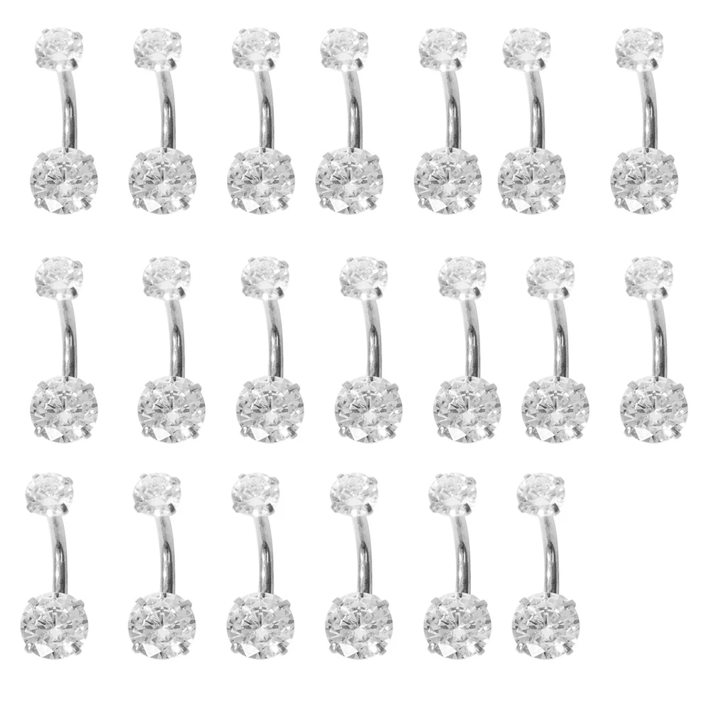 

20Pcs/lot Surgical Steel Round Crystal Belly Button Rings Zircon Navel Piercing Cute Belly Button Piercing Sexy Navel Ring