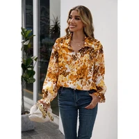 womens clothing 2022 latest fashion loose casual printed lapel single breasted shirt floral long sleeve shirt blouse women