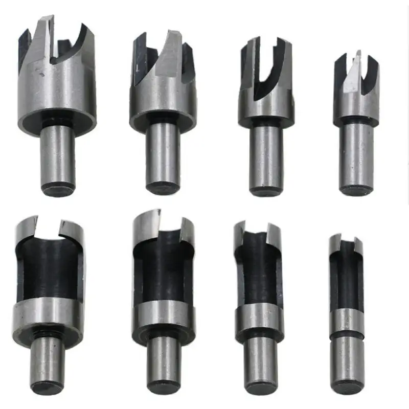 

8 шт. резак для древесины, режущий инструмент, набор сверл, прямой и конический конус, 5/8 дюйма, 1/2 дюйма, 3/8 дюйма, 1/4 дюйма, пробковое сверло для...