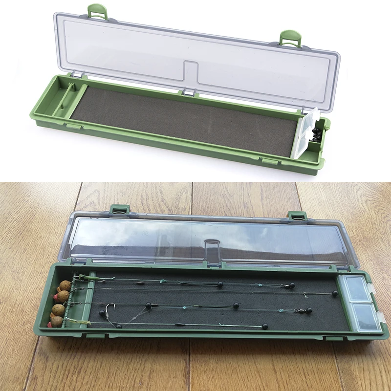 

Fishing Box Organizer Transparent Cover Stiff Hair Rig Board with Pins Carp Fishing Rig Box with Twin Clip Lock Lid