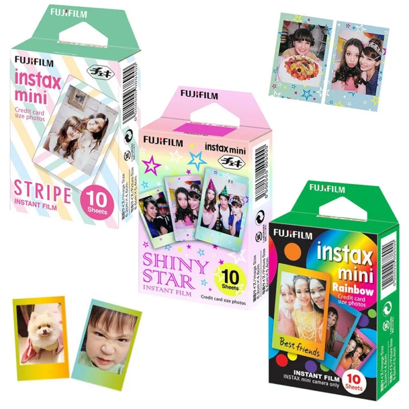 

For Fujifilm Instax Mini 8 9 Camera Film Sheets Pack - 30 Exposures Instant Mini Photos - Rainbow , Shiny Star , Stripe Frame