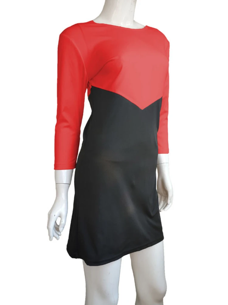 

Elegant Contrast Color Patchwork Causal Dress Women Long Sleeves Office Lady Mini Dress Club Party Vestidos