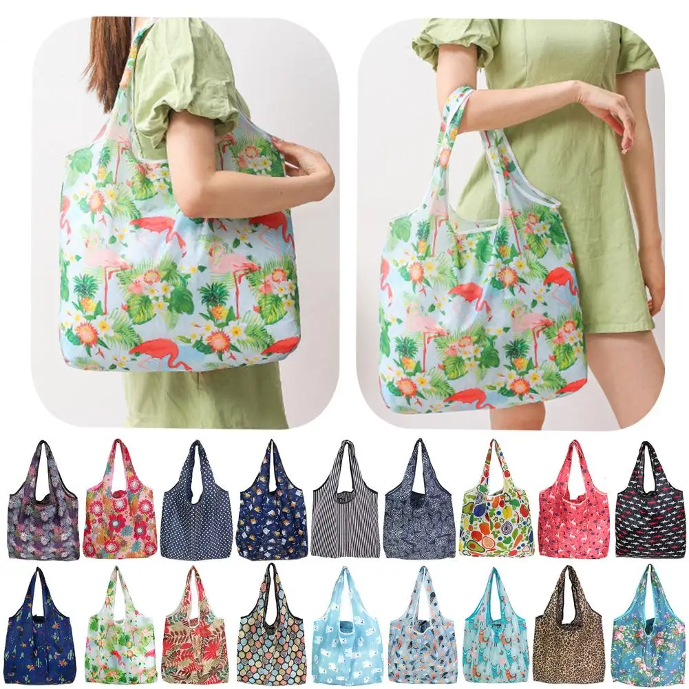 

Компактные моющиеся сумки для покупок, портативные многоразовые продуктовые сумки с мультяшным рисунком, складные прочные сумки-тоуты для путешествий на открытом воздухе