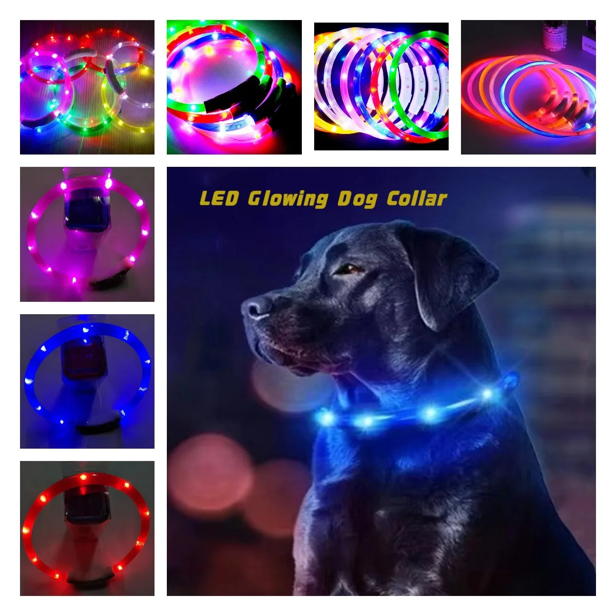 

LED Glowing Dog Collar Flashing Rechargea Luminous Collar Night Anti-Lost Dog Light HarnessFor Puppy Pet Products