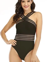sexy black striped one piece bikini womens bandage push up monokini swimwear swimsuit beach triangle bathing suit