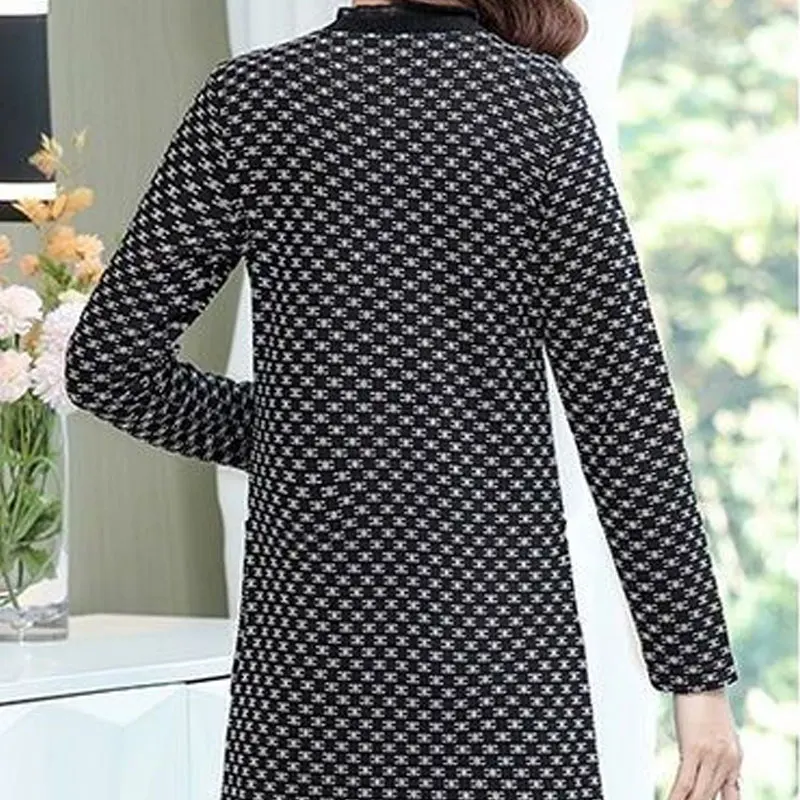 Модные винтажные платья с принтом на весну и осень женская одежда длинным