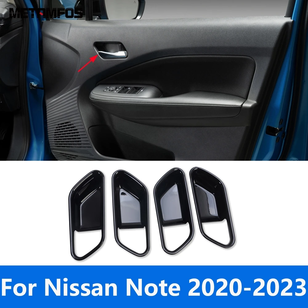 

For Nissan Note 2020 2021 2022 2023 Glossy Black Interior Door Handle Bowl Cover Trim Decoration Frame Accessories Car Styling