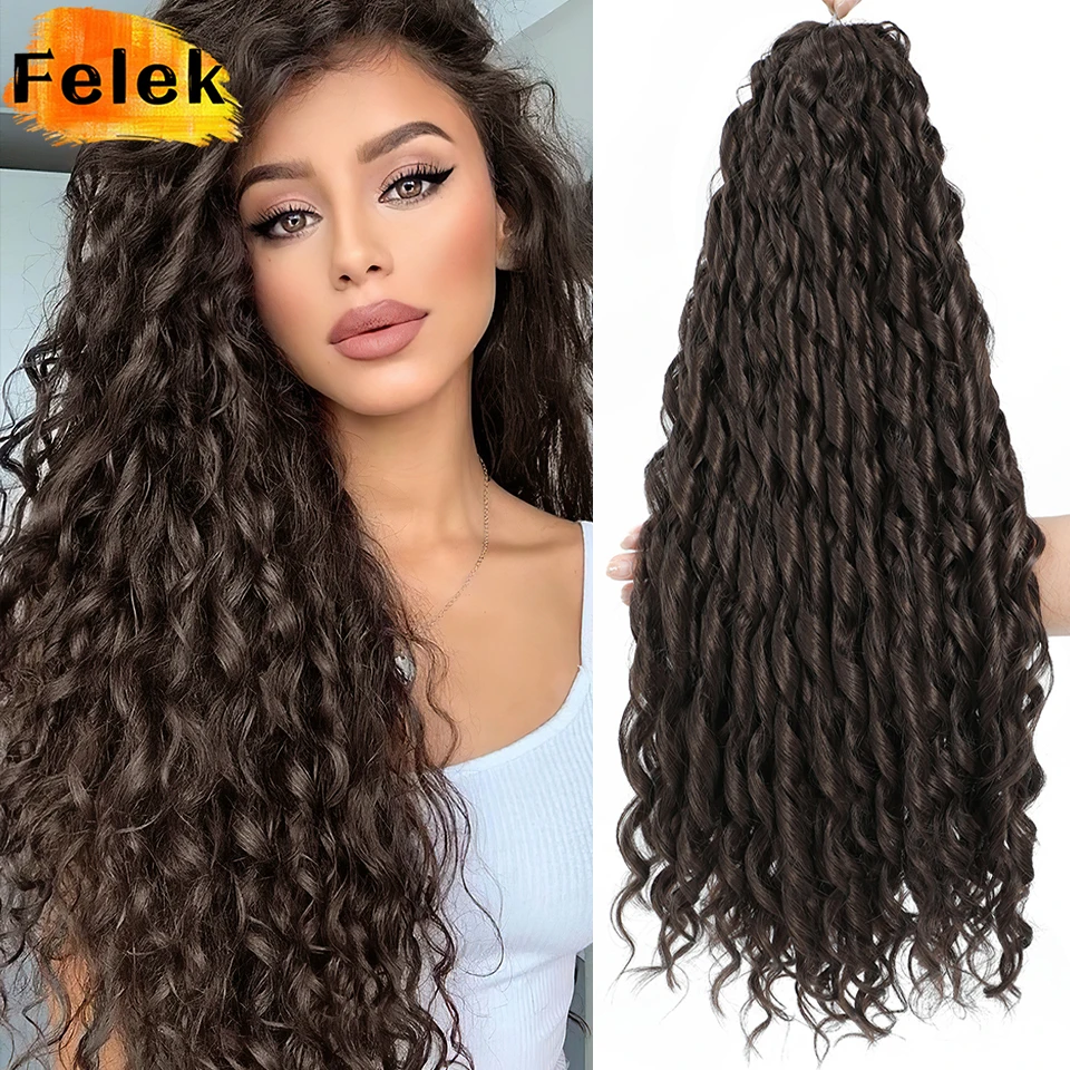 Фото 22-дюймовые синтетические волосы для плетения косичек Bug Jessica Curls, свободные волнистые пряди для крючкового плетения, красные, зеленые, синие косы для крючкового плетения №3