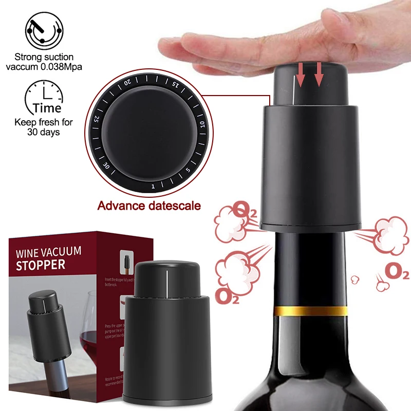 Reusable Wine Bottle Stopper with Time Scale Record Real Vacuum Wine Stoppers Wine Preserver Corks Keep Fresh  Wine Bottle