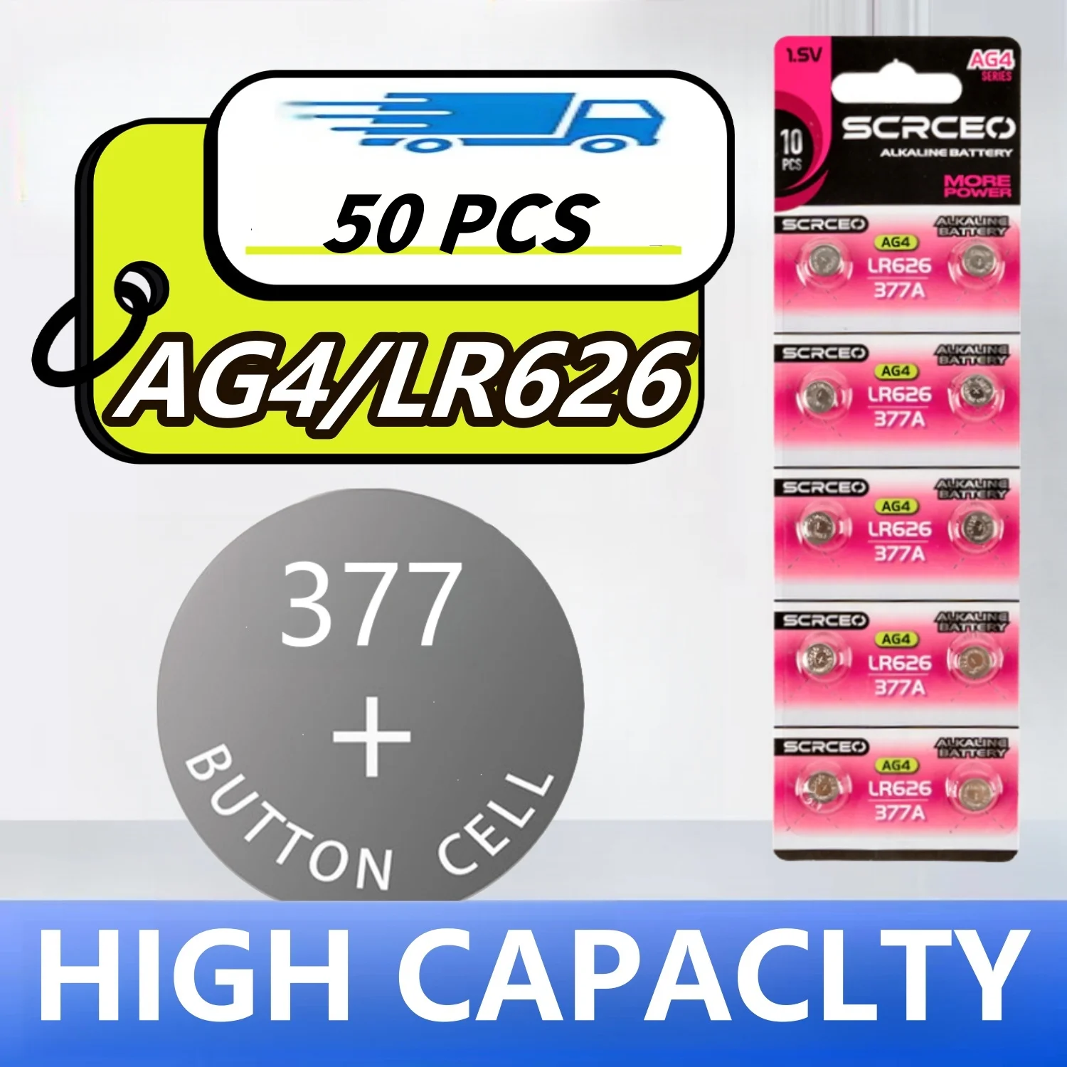 50 шт. щелочная батарея для часов кнопка AG4 LR626 1 55 В 377 SR 626177626 377A CX66W используется