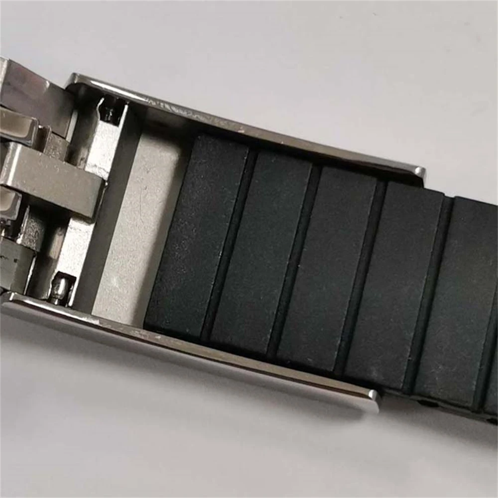 20mm Rubber Watchband For NH35 Movement Yacht Watch Case Silicone Strap Black Watch Band Bracelet with Single-Fold Buckle